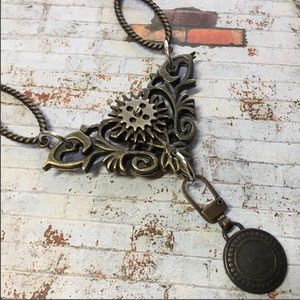 Steampunk Winged Gear Goth Necklace